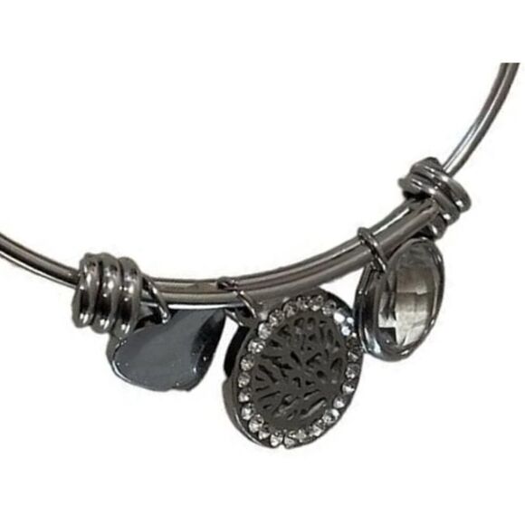 Silver Tone Adjustable Bracelet with Charms - Picture 1 of 3